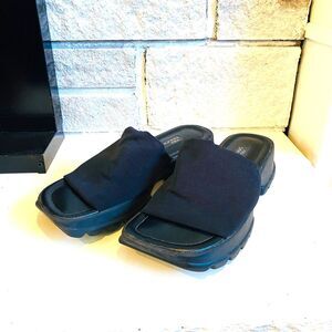 No Boundaries Y2K 2000s Millennium Vintage Black Chunky Slip On Slide Sandals 8